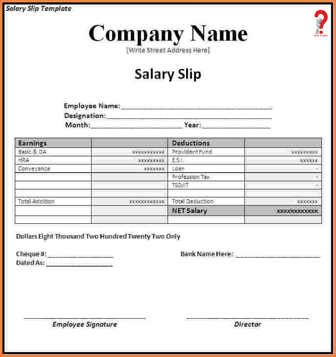 simple salary slip format pdf
